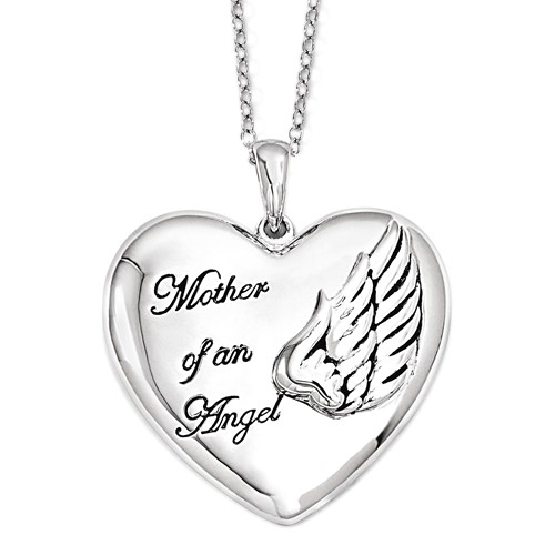 Sterling Silver Mother of an Angel Heart Necklace