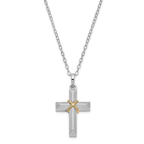 Sterling Silver Cross Ash Holder Necklace with Cubic Zirconia