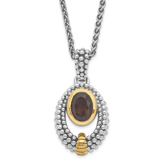 Sterling Silver 1.19 CT Smoky Quartz Necklace 18in