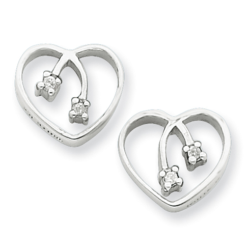 Sterling Silver .04ct Diamond Heart Earrings
