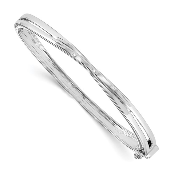 Sterling Silver .03ct Diamond Crossover Bangle Bracelet