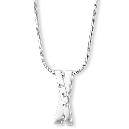 Sterling Silver .03ct Diamond Crossover Necklace