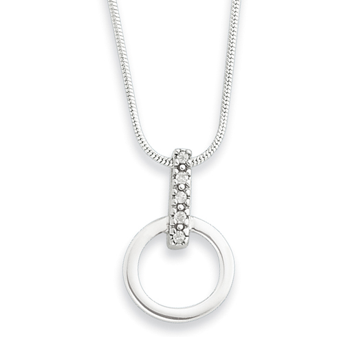 18in Sterling Silver .05ct Diamond Circle Necklace