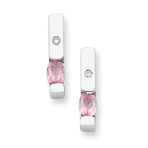 Sterling Silver .02ct Diamond and Pink Topaz Earrings