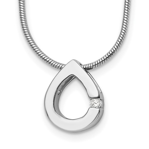 Sterling Silver .02ct Diamond Teardrop Necklace