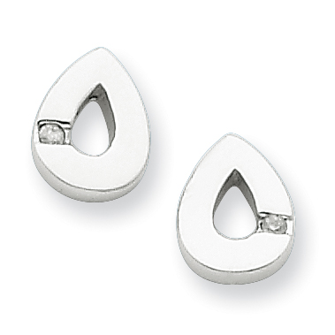 Sterling Silver .02ct Diamond Open Teardrop Earrings
