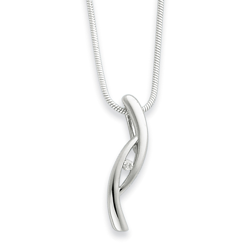 18in Sterling Silver .02ct Diamond Necklace