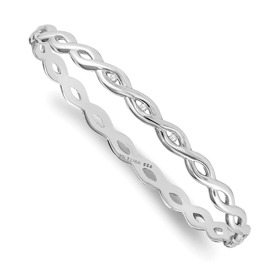 Sterling Silver .06ct Diamond Twist Bangle Bracelet