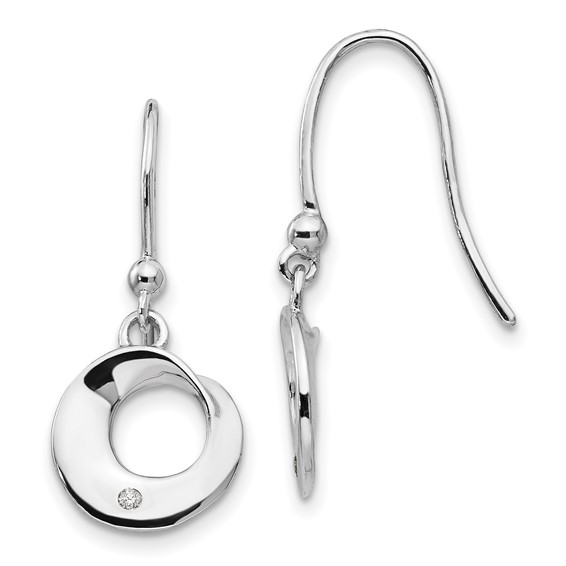 Sterling Silver .02 ct Diamond Open Circle Earrings French Wire