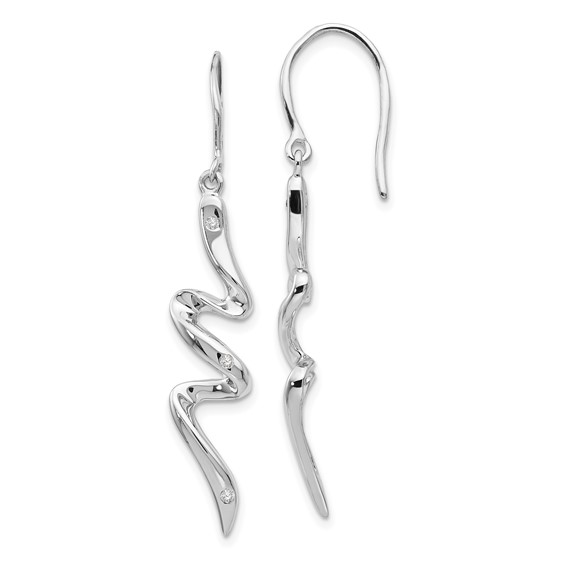 Sterling Silver .06 ct Diamond Corkscrew Earrings