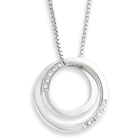 18in Sterling Silver .02ct Diamond Circles Necklace