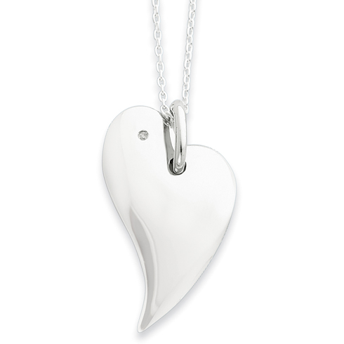 18in Sterling Silver .01ct Diamond Heart Necklace