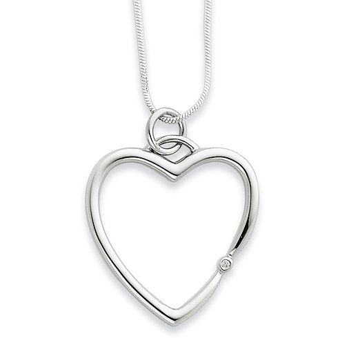 Sterling Silver .01ct Diamond Open Heart Necklace