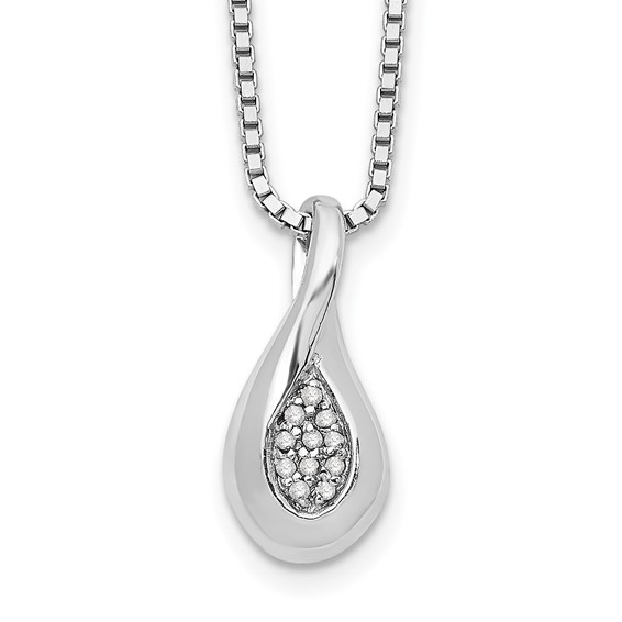 Sterling Silver .04ct Diamond Cluster Teardrop Necklace 18in