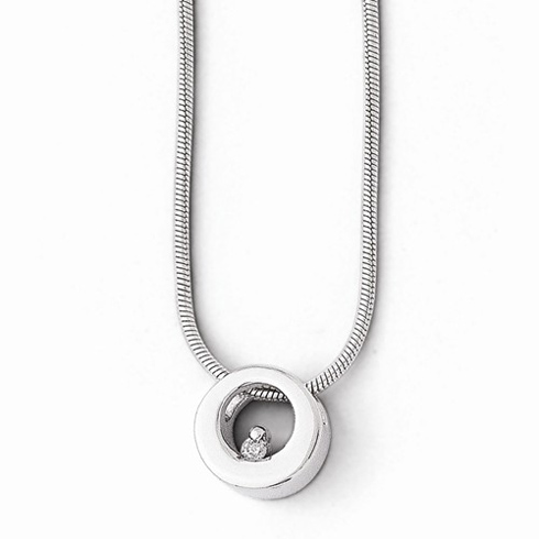 Sterling Silver Circle 18in Necklace with Diamond Accent