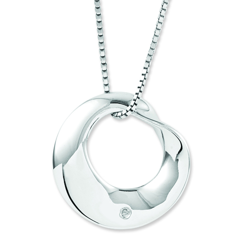 Sterling Silver .02 ct Diamond Twisted Circle Necklace