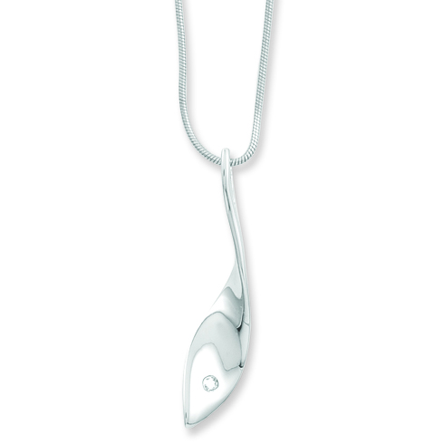Sterling Silver .02ct Diamond Pointed Teardrop Necklace