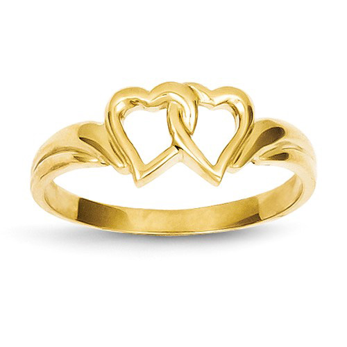 14kt Yellow Gold Joined Hearts Ring
