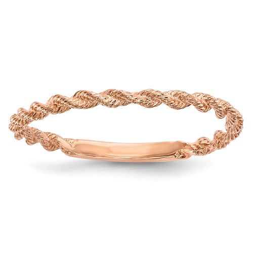 14k Rose Gold Stackable Twisted Rope Ring