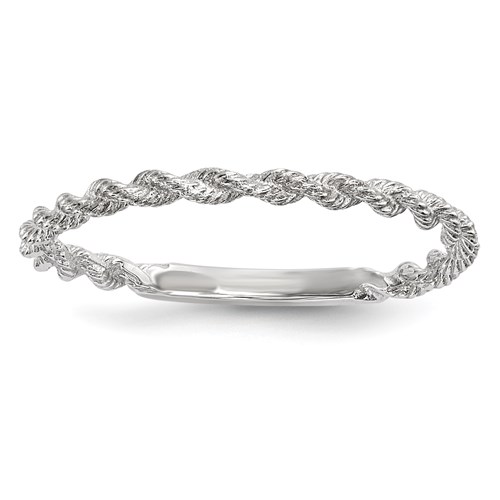 14k White Gold Stackable Twisted Rope Ring