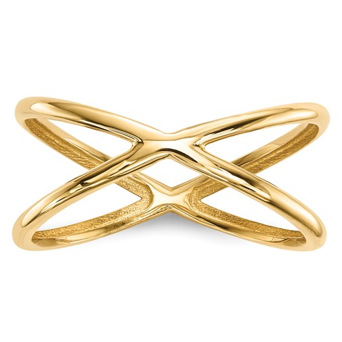 14k Yellow Gold Polished Double X Ring