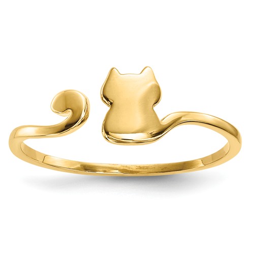14k Yellow Gold Adjustable Cat Ring