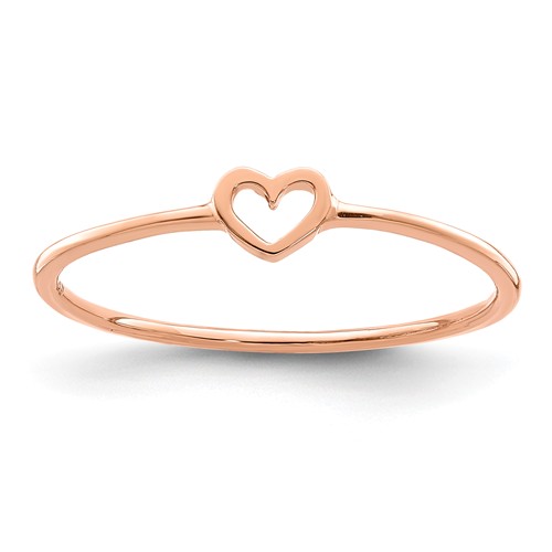 14k Rose Gold Polished Slender Open Heart Ring
