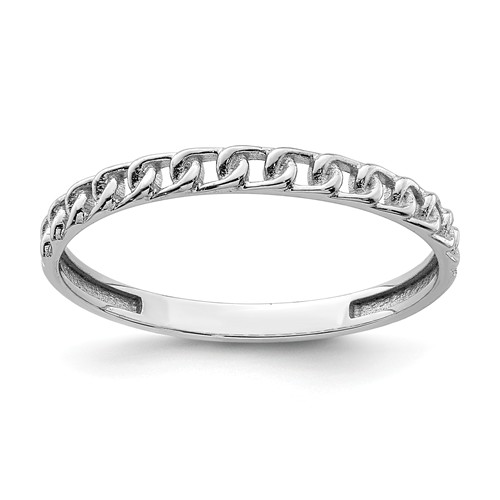 14k White Gold Chain Link Design Stackable Ring