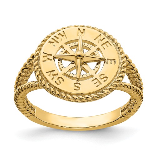 14k Yellow Gold Nautical Compass Rope Ring R677 Joy Jewelers