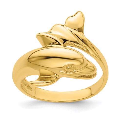 14k Yellow Gold Dolphin Ring with Wide Tail R801 | Joy Jewelers