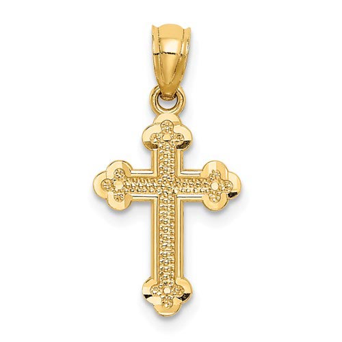 14k Yellow Gold 5/8in Small Budded Cross Charm