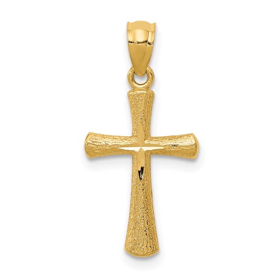 14kt Yellow Gold 11/16in Open Back Diamond-cut Cross