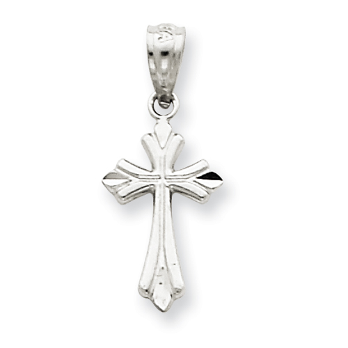 14kt White Gold 9/16in Budded Cross Charm