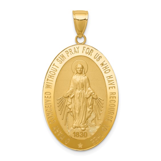 14kt Yellow Gold 1 1/8in Oval Miraculous Medal