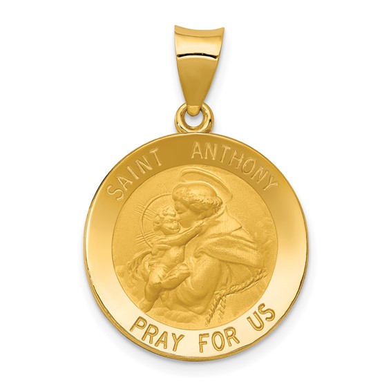 14kt Yellow Gold 3/4in Hollow Round St Anthony Medal