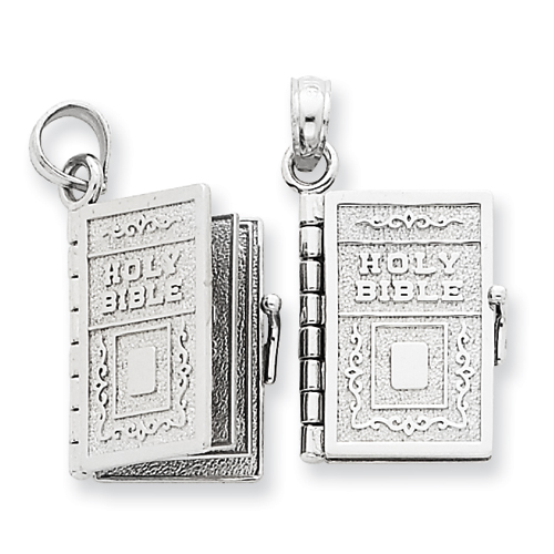 14kt White Gold 5/8in Lord's Prayer Bible Pendant