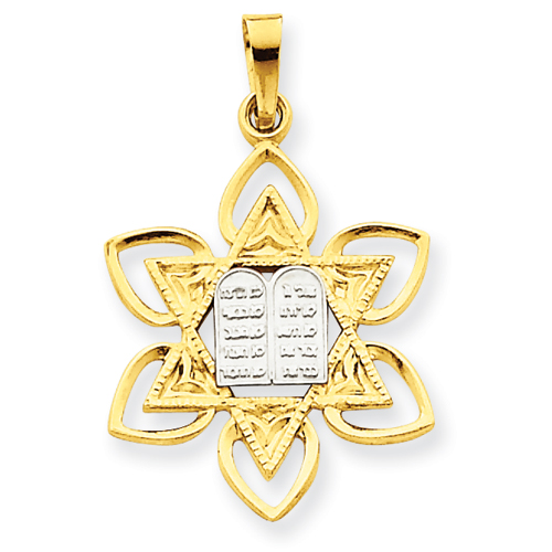 14k 7/8in Fancy Star of David with Table Pendant