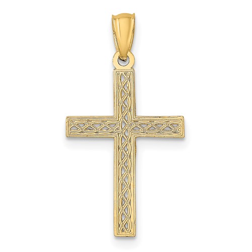 14kt Yellow Gold 3/4in Diamond-cut Filigree Cross