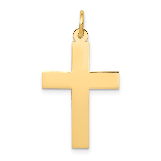 14k Yellow Gold 1in Polished Cross Pendant