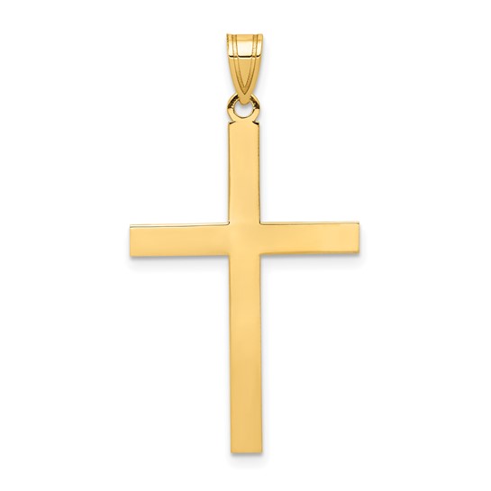 14k Yellow Gold Engravable Cross Pendant 1 1/4in