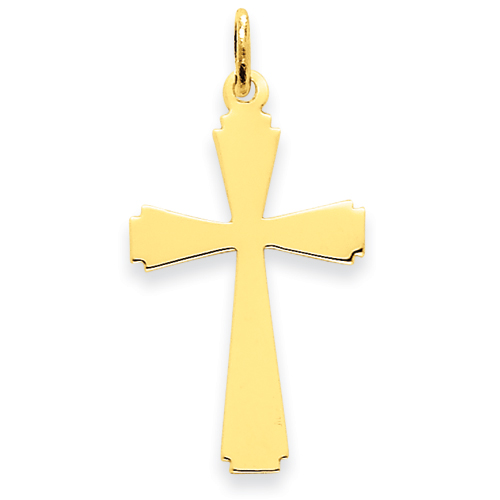 14k Yellow Gold Tapered Latin Cross Pendant 1in