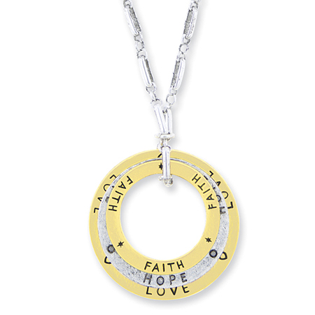 Gold & Silver-tone Faith, Hope & Love Necklace