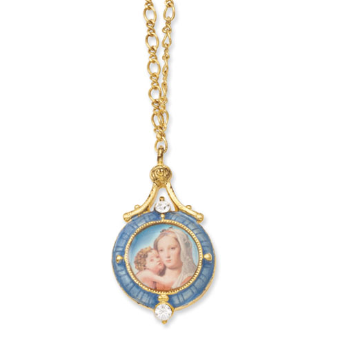 Gold-tone Madonna & Child Necklace