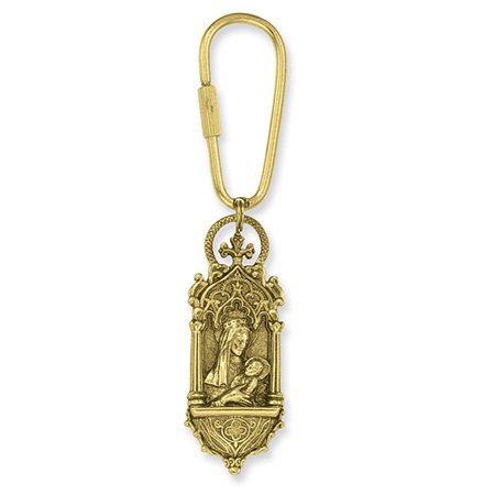 Gold-tone Madonna & Child Key Chain