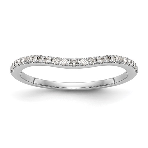 14k White Gold 1/8 ct Diamond Curved Wedding Band