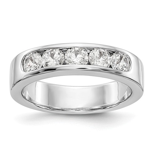 14k White Gold 1 ct True Origin Five Stone Lab Grown Diamond Channel Set Ring