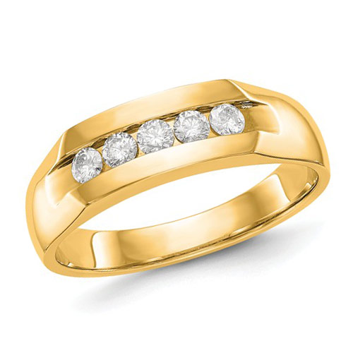 14k Yellow Gold 1/3 ct True Origins Created Diamond Men's Channel Band