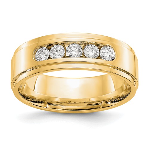 14k Yellow Gold 1/2 ct True Origin Created Diamond Mens Step Down Ring