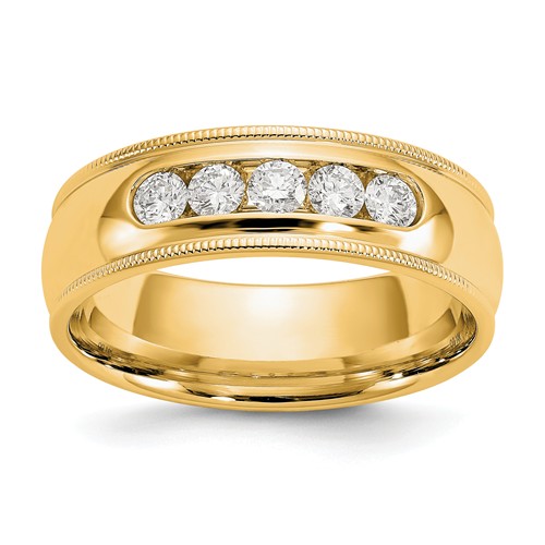 14k Yellow Gold 1/2 ct True Origin Created Diamond Men's Milgrain Ring