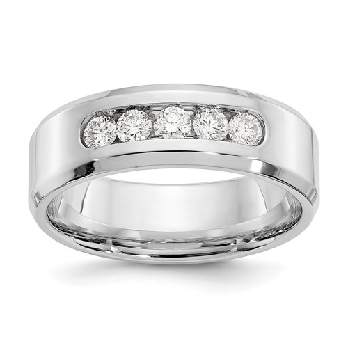 14k White Gold 1/2 ct True Origin Created Diamond Men's Beveled Ring